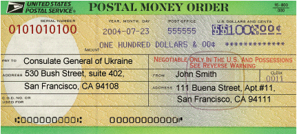 money order issued sample picture