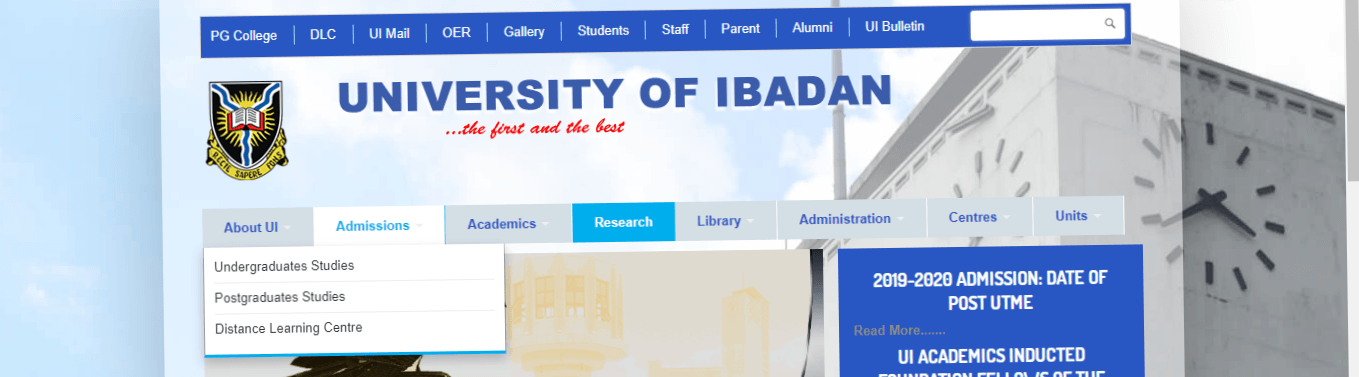 UI Admission First Batch List Portal For 2020/2021 