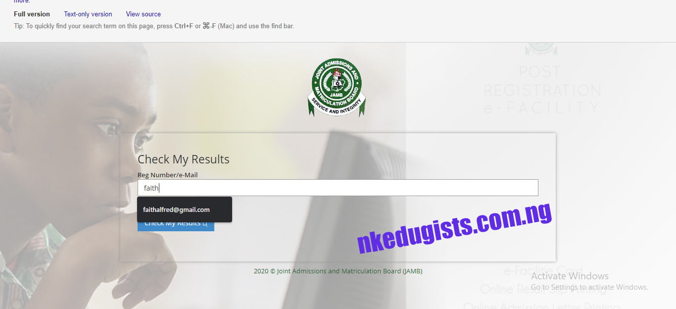 jamb original result