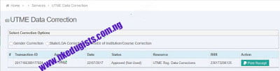 UTME/DE Data Correction Page