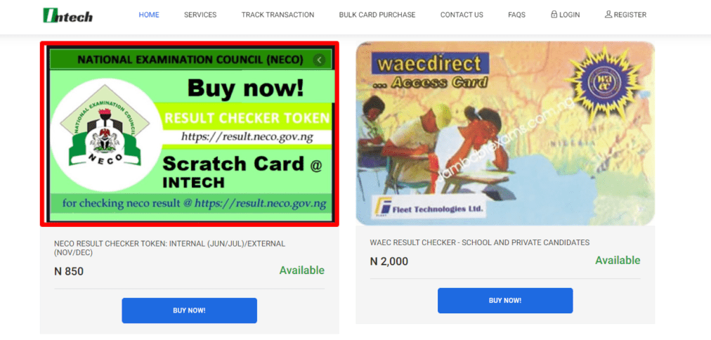 neco scratch card 2021