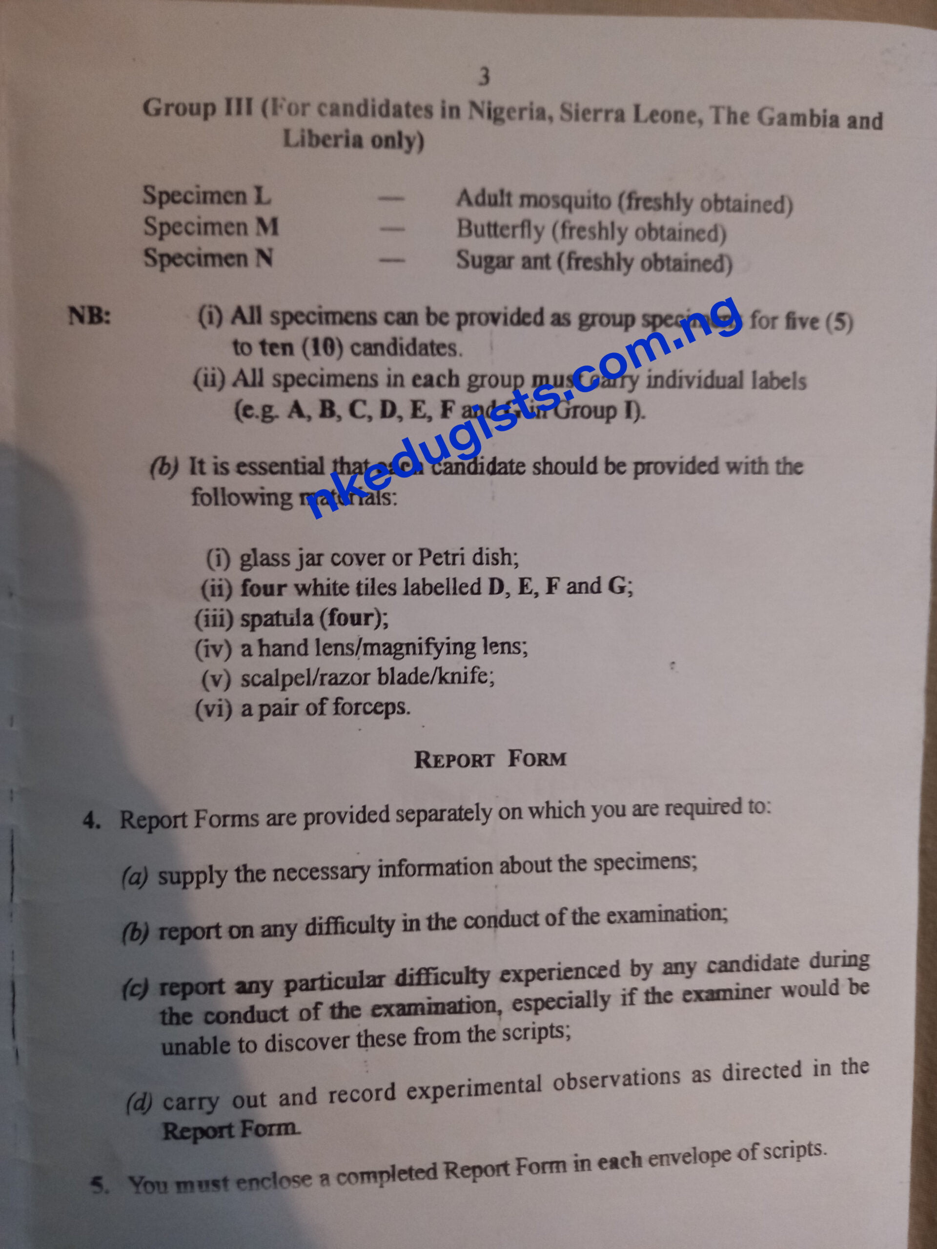 2021 Biology practical Specimen