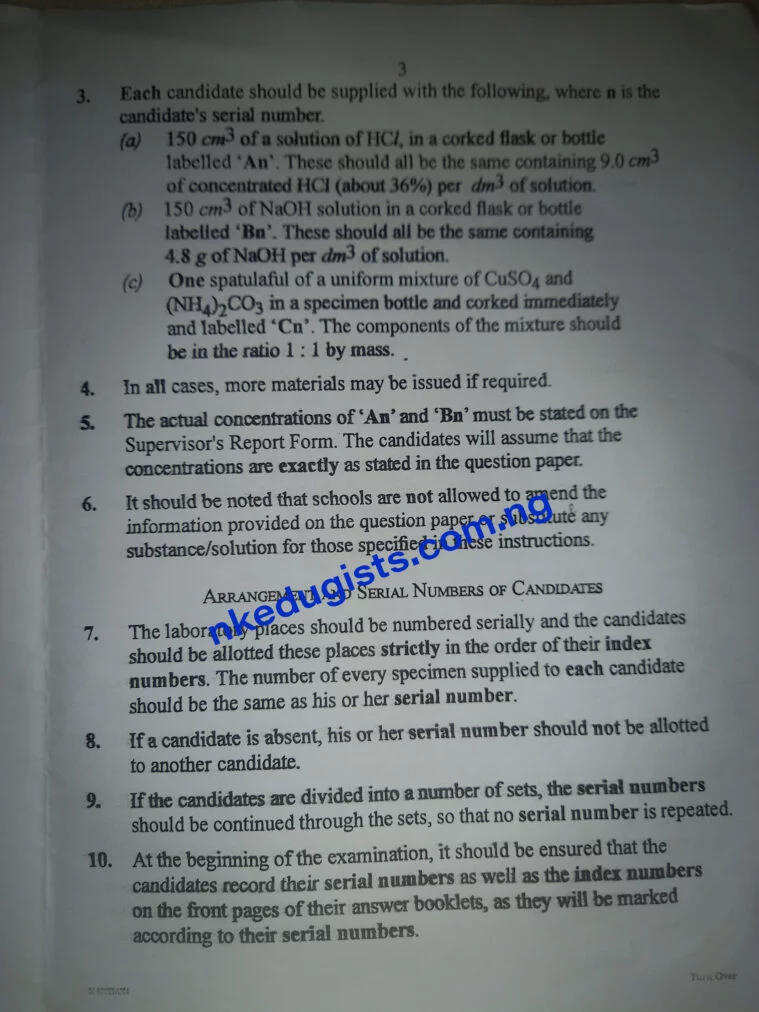 2021 Waec Chemistry Practical Specimen 2021 2021 Waec Chemistry Practical Specimen 2021