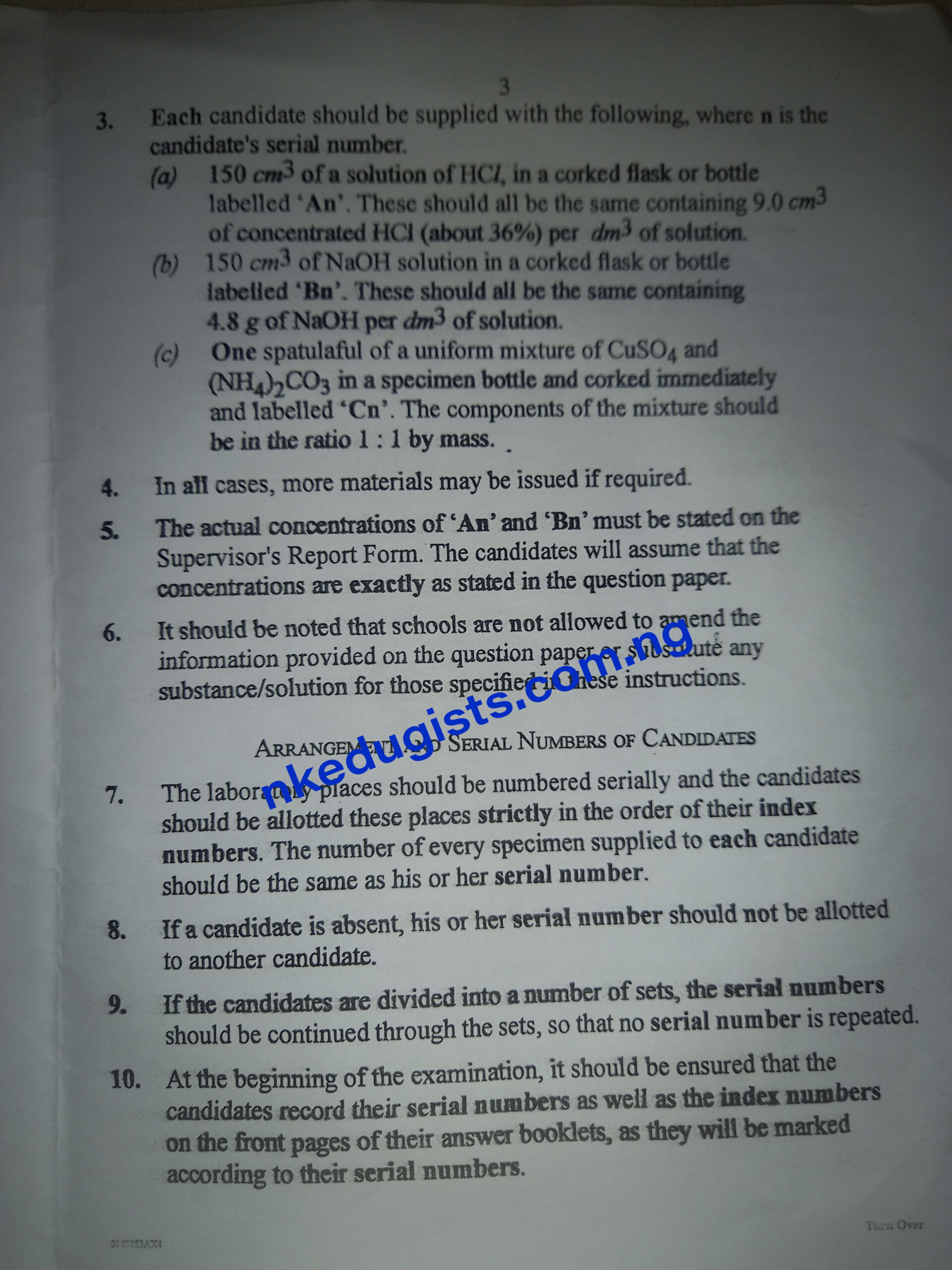 2021 Waec Chemistry Practical Specimen 2021