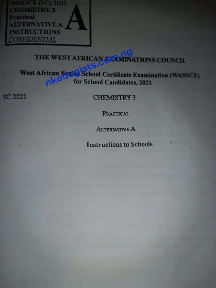 2021 Waec Chemistry Practical Specimen For all Waec Candidates 2021 Waec Chemistry Practical Specimen 2021