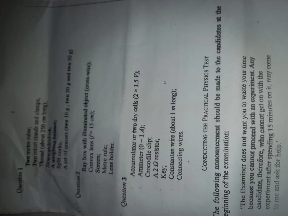 Waec Physics Practical Questions