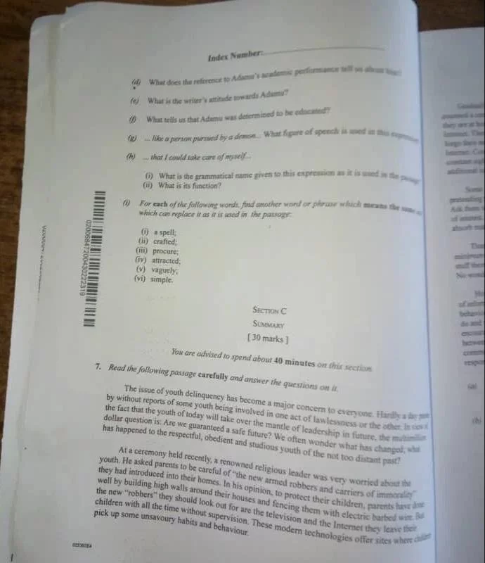 2022 Waec English Language Question and Answers