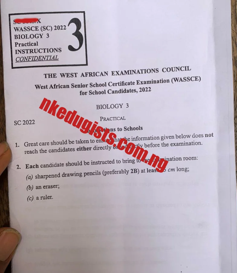 MAY/JUNE 2022 WAEC BIOLOGY PRACTICAL ANSWERS FOR FREE 2022 Waec Biology practical specimen Answer