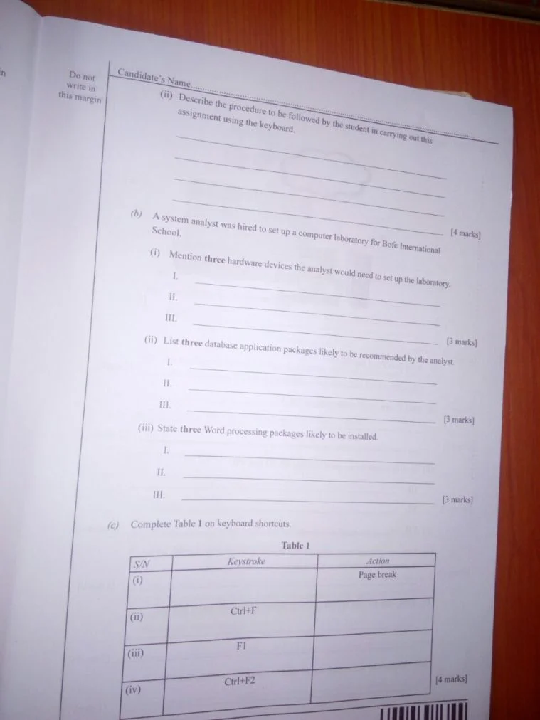 Neco Data Practical Specimen Questions To Expect For All Neco Candidates 2022 Neco Data Processing practical specimen