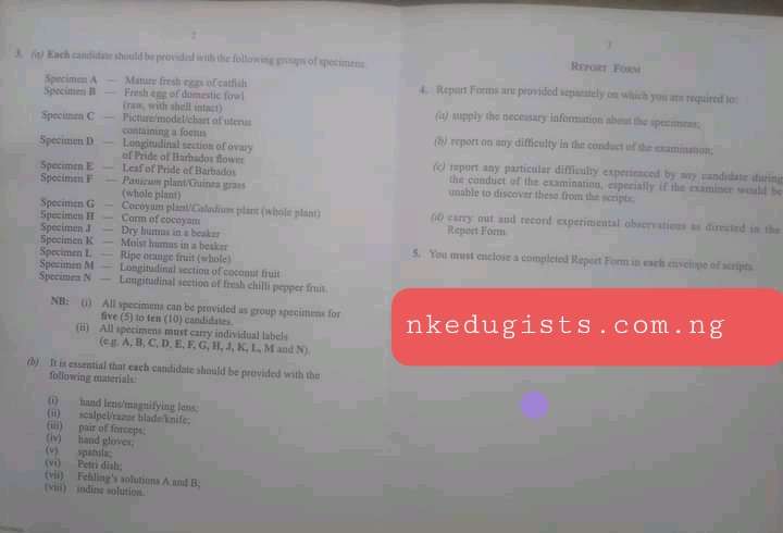 2023 WAEC Biology Practical Specimen