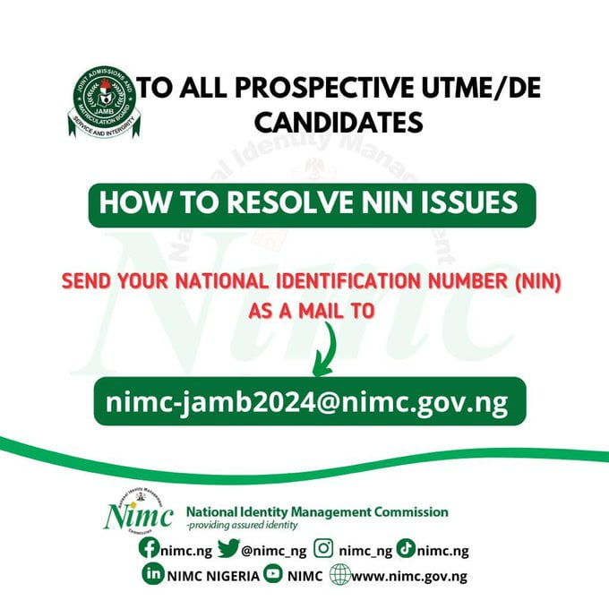 How to resolve prospective Jamb NIN issues