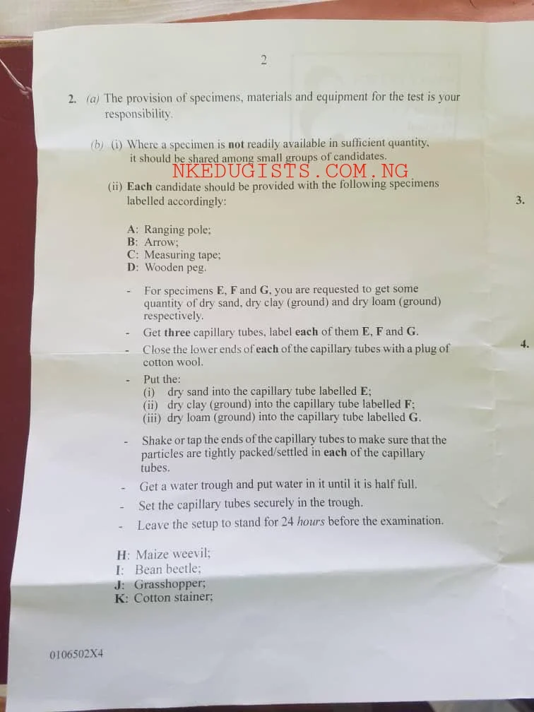 2024 Waec Agric Practical Specimen 2024 Waec Agric Practical Specimen